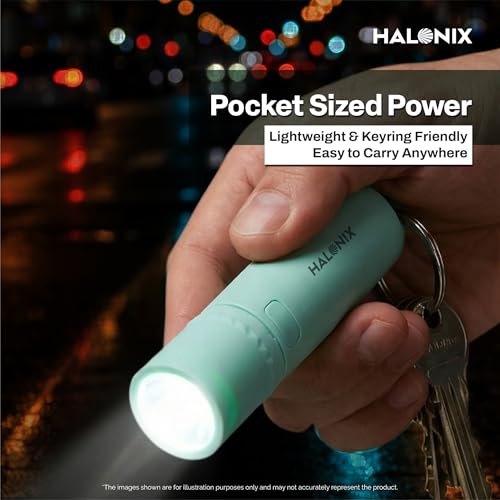 Image of Halonix 1W Micra Rechargeable Torch with Focus Adjuster | Li-ion Battery | Compact LED Flashlight | Adjustable Beam | Pocket Torch for Women | Ideal for Travel & Home | Pink /Green