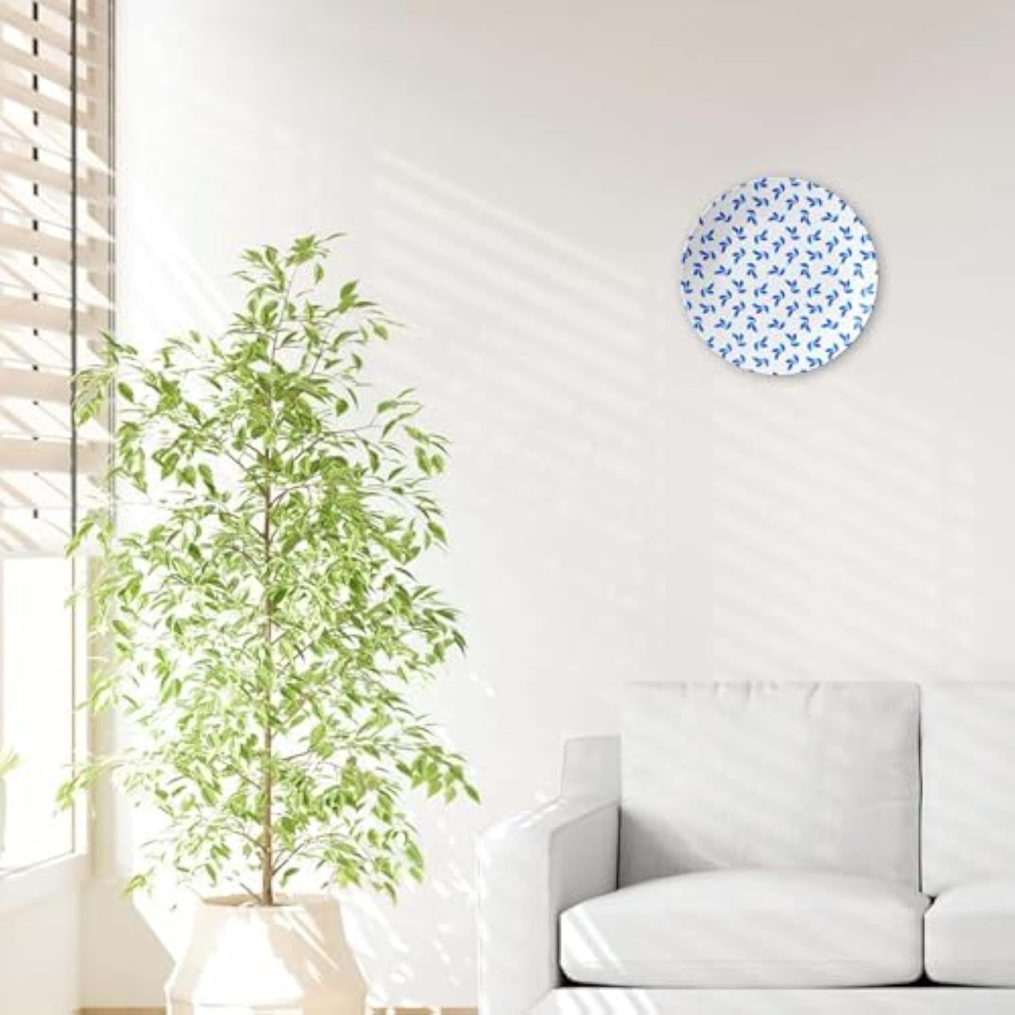 Blue and White Patterns Ceramic Wall Plates Combo, Decorative Art