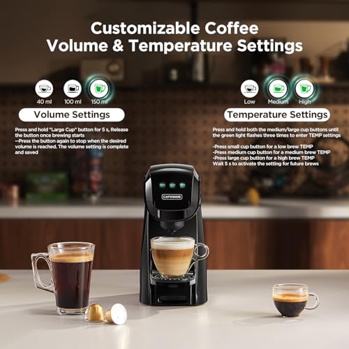 Multifunction Coffee Capsule Machine for Nespresso Original/Dolce Gusto/Lavazza MIO Coffee Pods and Ground Coffee, Smart Automatic Small Espresso Coffee Pods Machines, 1L, 1450W - Image 6