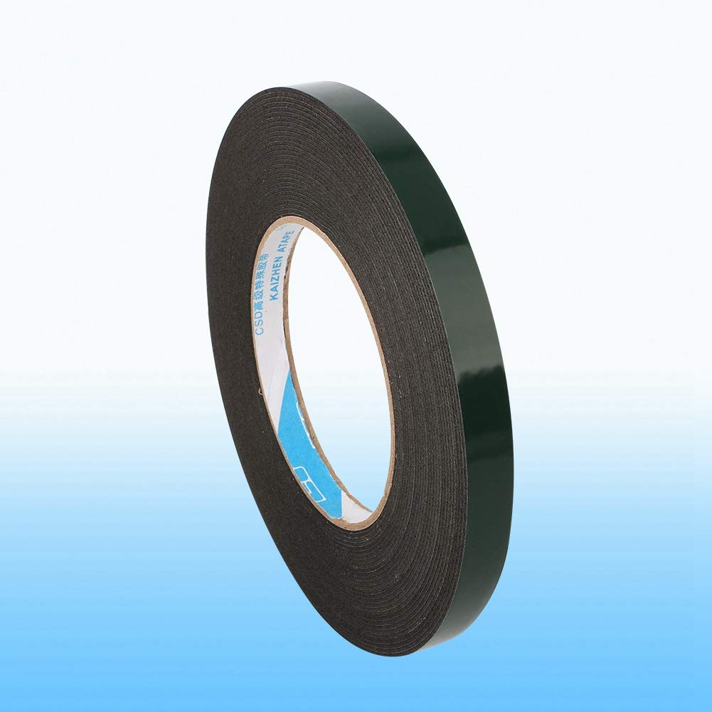 Culnflun Strong Pe Foam Double Sided Tape, 1MM Thick * 12MM Wide * 10M Long, Black Super Strong Waterproof Self Adhesive Double Sided Foam Tape for Car Home Boat