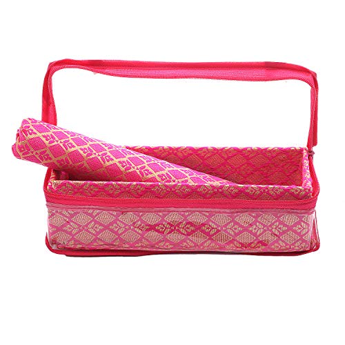 Image of Kuber Industries Brocade Hardboard One Rod Bangle Box (Pink) - CTKTC42005