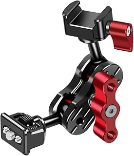 NovelGoal Dual Head Magic Arm with 20mm Ballhead NATO Clamp Cold Shoe Mount 1/4 Screw Universal Bracket Magic Hand for DSLR Camera Cage Bracket (NATO Migic Arm)