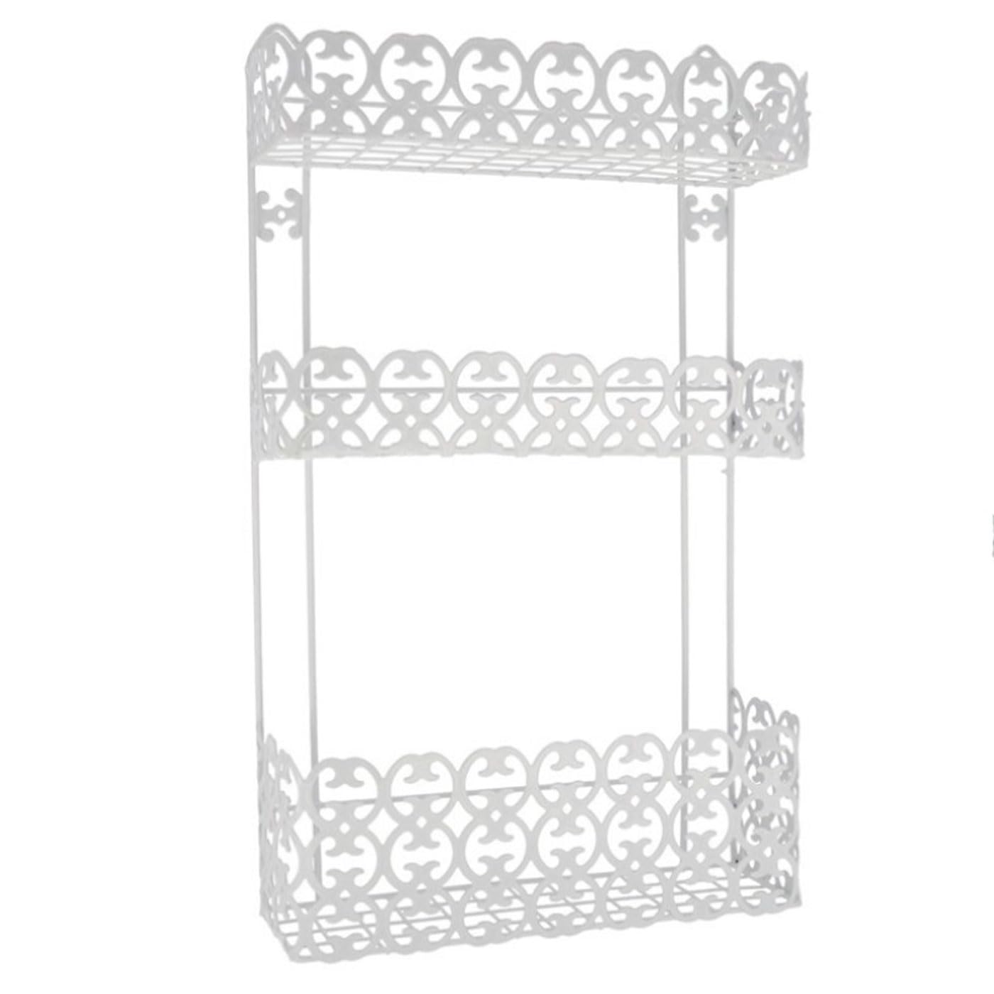 Tradineur - Estantería de baño, metal, 3 niveles, organizador de productos de aseo, higiene, pared, ducha, ligera y resistente (Blanco - 51 x 30 x 10 cm)