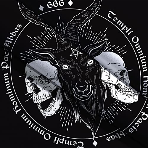 Baphomet Pentagram Satanic Tapestry, Gothic Demon Goat Head Skulls Tattoo Symbol Tapestry, Black And White Divination Devil Satanic Tapestry For Bedroom Living Room Dorm College 60X40 Inches #TOP6