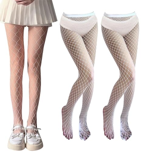Collant A Rete Bianca Da 2 Pezzi, Calze A Rete Da Donna, Collant A Vita Alta, Calze A Rete Incrociata, Calzini Da Pavimento Alla Moda.