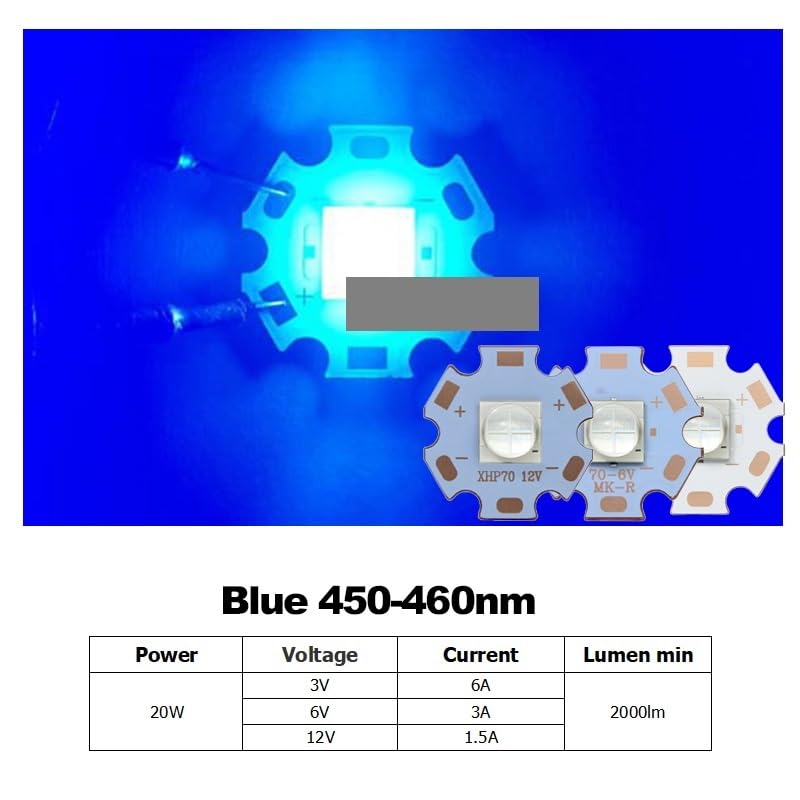 Chip LED XHP70 de 12V para modificar y reparar linternas potentes, base cobre 20mm 5