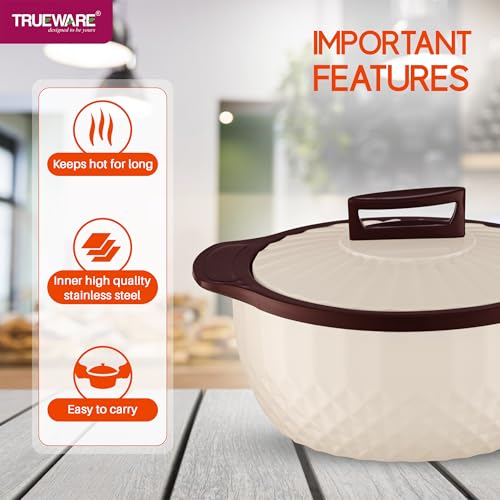 Image of Trueware Eternity Inner Steel Insulated 1500 ML Thermoware Casserole | BPA Free | Odour Proof | Food Grade | Easy to Carry | Serving | Curd Maker | Hot Pot