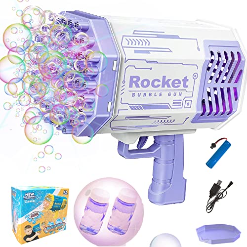 Caris Bubble Gun, Bubble Machine Gun 69 Holes With Colorful Lights, Bubble Blaster Gun For Kids Adults, Best Bubble Blower Machine For Outdoor Indoor Wedding Birthday Party(Purple) #TOP15