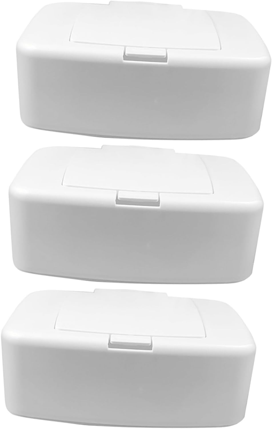MAGICLULU 3pcs Diaper Wipes Dispenser Rectangle Tissue Box Cover White Plastic Tissue Storage Case for Living Room and Nursery Compact Design Easy Access