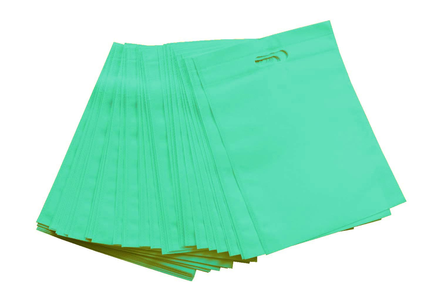 AGRASHRI ENTERPRISES D Cut Cloth Carry Bag, Shopping Bag, Gift Bag, ECO Friendly Bag, Reusable Carry Bag Hand Bag Pack of 50 Grocery Bags (Pista Green, 14X18) 1