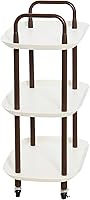 Vista 7 de Main + Mesa Carrito moderno de plástico y metal de 3 niveles, blanco y marrón