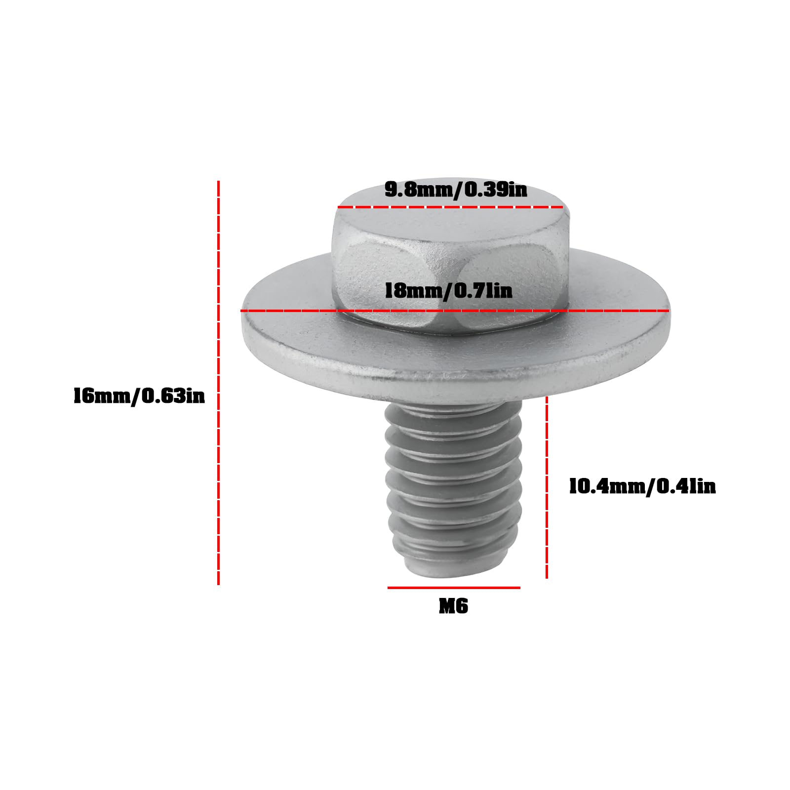 Briny River 10x Fixed Washer Bolt M6x18x16 mm N10009110 N10009102 Compatible With Volkswagen - Image 4