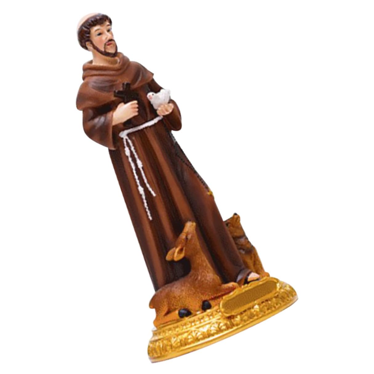 Statue en résine de Saint François aux finitions d'art pour ornements religieux haut de gamme