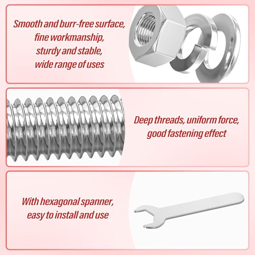 Image of 20PCS 5 /16-18 x 1-1 /2 inch 304 Stainless Steel External Hex Bolt, Fully Threaded Bolt with Nut Flat & Lock Washers and Spanner