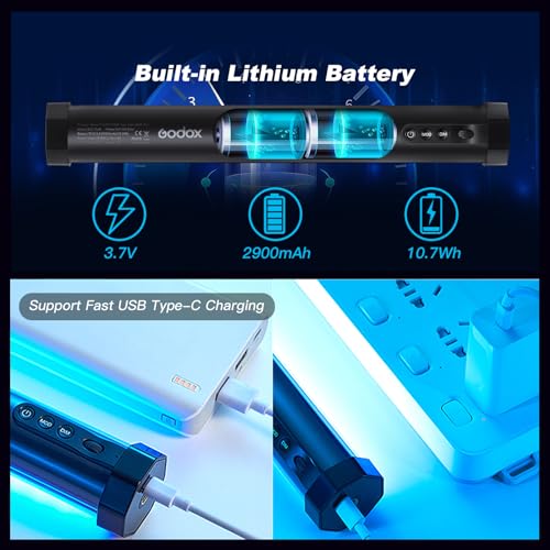 Image of Godox TL30 RGB Tube Light Wand, Magnetic RGB Light Wand LED Video Light Stick CRI 97 TLCI 99 HSI 360Color Gamut 2700-6500K 13FX Lux 740 with 2900mAh Battery for Photography YouTube TikTok