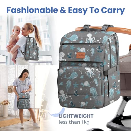Image of PILLANI Baby Diaper Bag Backpack - Backpack Diaper Bag w /Large Capacity - Baby Shower Gifts - Waterproof Travel Diaper Bags w /Changing Pad, Insulated Bottle Holders, Padded Straps - Baby Boy Stuff