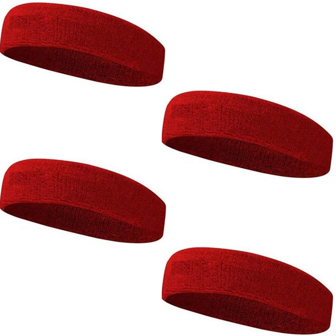 Natani Traders Sports Sweatband Headband Red, Super Stretchable (4) | Moisture Absorbing, Fits up to 40 cm-image-6