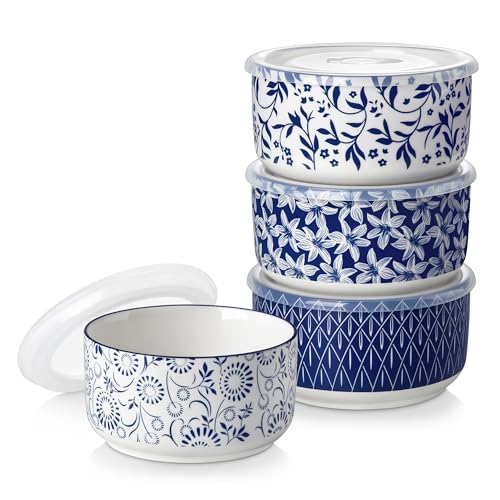 Salatschüssel mit Deckel 4 teilig, vancasso 1080ml Müslischalen...