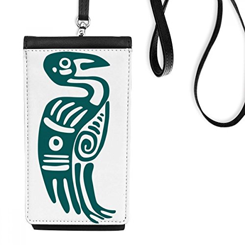 Faux smartphone bourse en cuir suspendu noir aux motifs mexicains