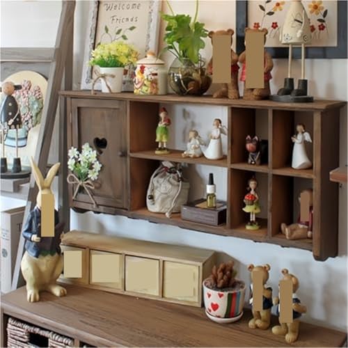 Rustic Wooden Wall-Mounted Display Stand Vintage Floating Shelf with Door