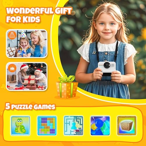 Image of Children's Camera Instant Camera 1080P with 32GB Card & 3 Rolls of Printing Paper, Fun Toys for Boys & Girls Ages 3-12 (CAM47)