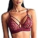 LOVELYIVA Women Lady Floral Sheer Lace Bra Lingerie Top Seamless Bralette Cup Wireless Bra (large, Red)