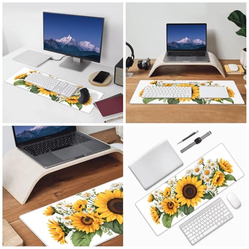 Tapis de souris de jeu XXL tournesol 80x30cm étanche et antidérapant pour bureau