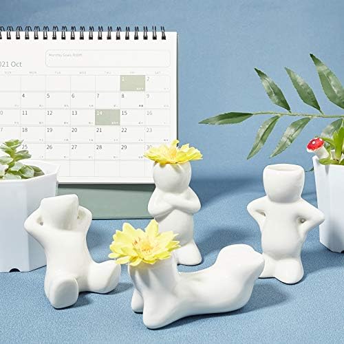 AHANDMAKER 4 Pcs Air Plant Holder Flower Pots, Small Ceramic Air Head Family People Planters, Table Top Display Vase for DIY Mini Plant Home Office Desk Window Decor Air Head Collector Birthday Gift