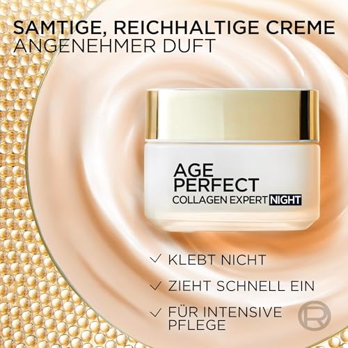 L'Oréal Paris Gesichtspflegeset, Anti-Aging Tag und Nacht Feuchtigkeitspflege für straffere Haut, mit Kollagen-Peptid, Age Perfect Kollagen Experte Gesichtscremes, 2 x 50ml 4