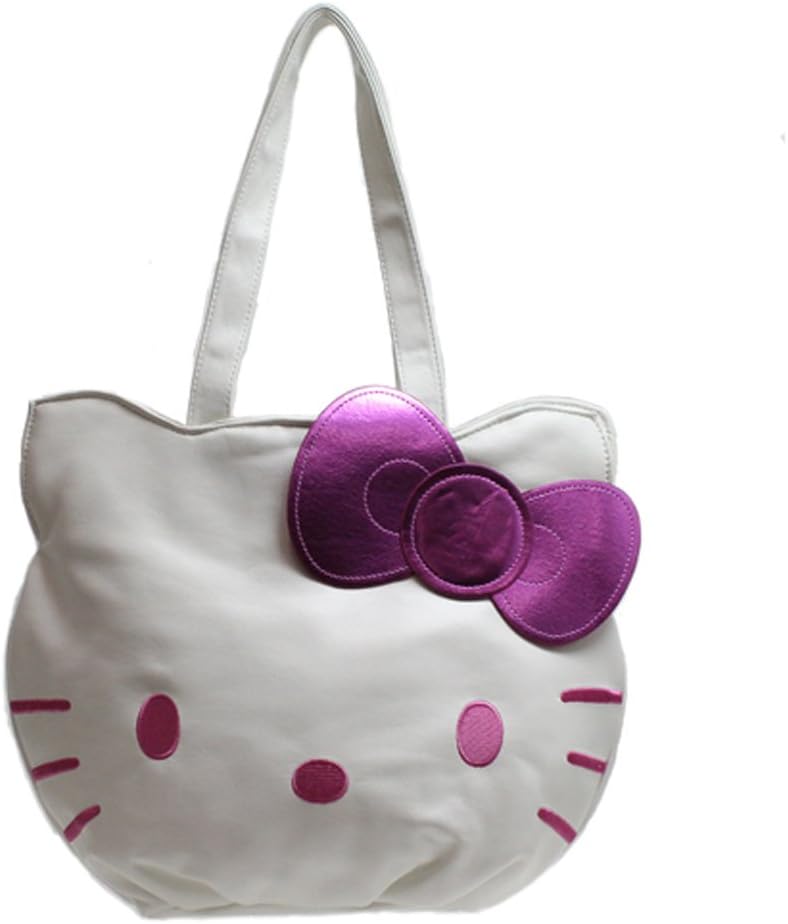 Hello Kitty White & Pink Face Tote Bag w/Purple Bow