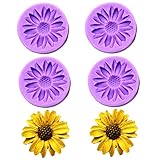 Sunflower Molds,4 Pack of Chrysanthemum Silicone Molds,Flowers Chocolate Fondant Cake Molds,Sugarcraft Cake Decoration Tool