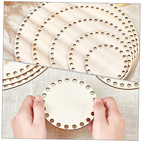 FONDOTIN 5Pcs Wooden Bottom Shaping Base for DIY Knitting and Crochet Natural for Crafting and Baskets for Weaving and Yarn Projects