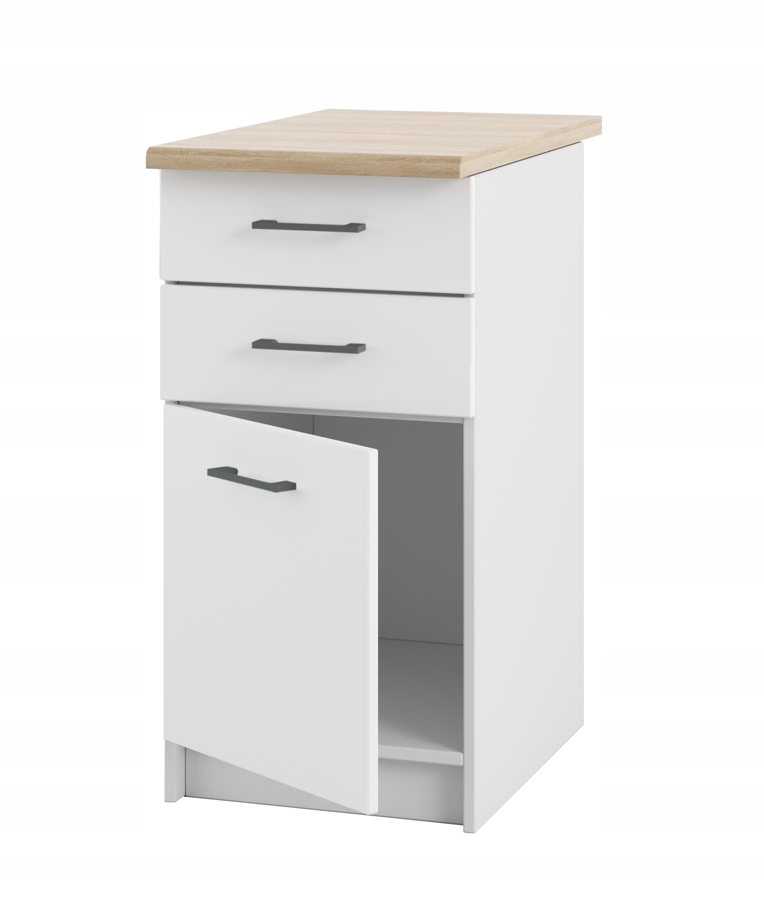 Unterschrank mit Arbeitsplatte und Schubladen 40 cm - hohe Qualität - zum Selbstaufbau - ideal für den Einbau von Backöfen (Weiß Matt)