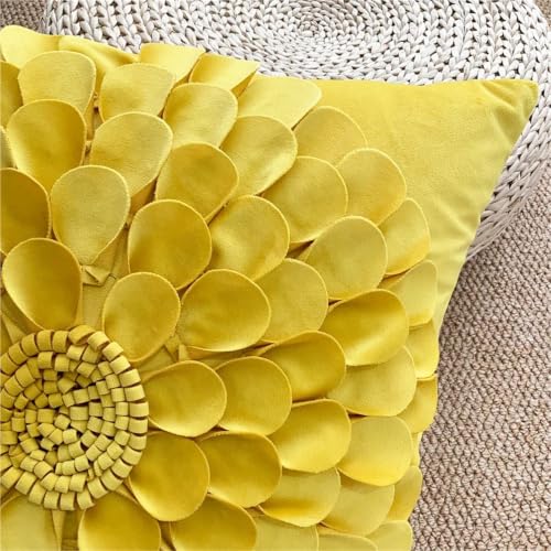Housse de coussin en velours blanc 45x45 cm avec fleur 3D chic - 8