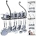 Vdomus Wall Mounted Pot and Pan Rack for Kitchen, Cookware Hanging rack with 10 Hooks Included, Hanging Pan Organizer, Black