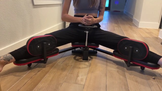 BAOCHADA Spagattrainer meccanico con schienale e imbottitura regolabili, macchina per allungare le gambe, angolo 180°, 100 kg, per appassionati di yoga, fitness e danza
