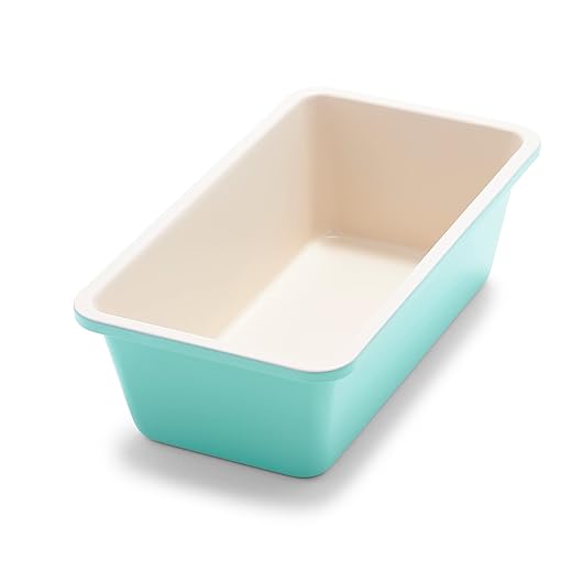 GreenLife Healthy Ceramic Nonstick, 8.5" x 4.4" Loaf Pan for Cake Bread Meatloaf and More, PFAS-Free, Turquoise