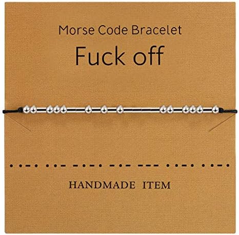 Morse Code Bracelet Beads on Silk Cord Bracelet Silver Secret Code Bracelet Gift Jewelry (For Friends)