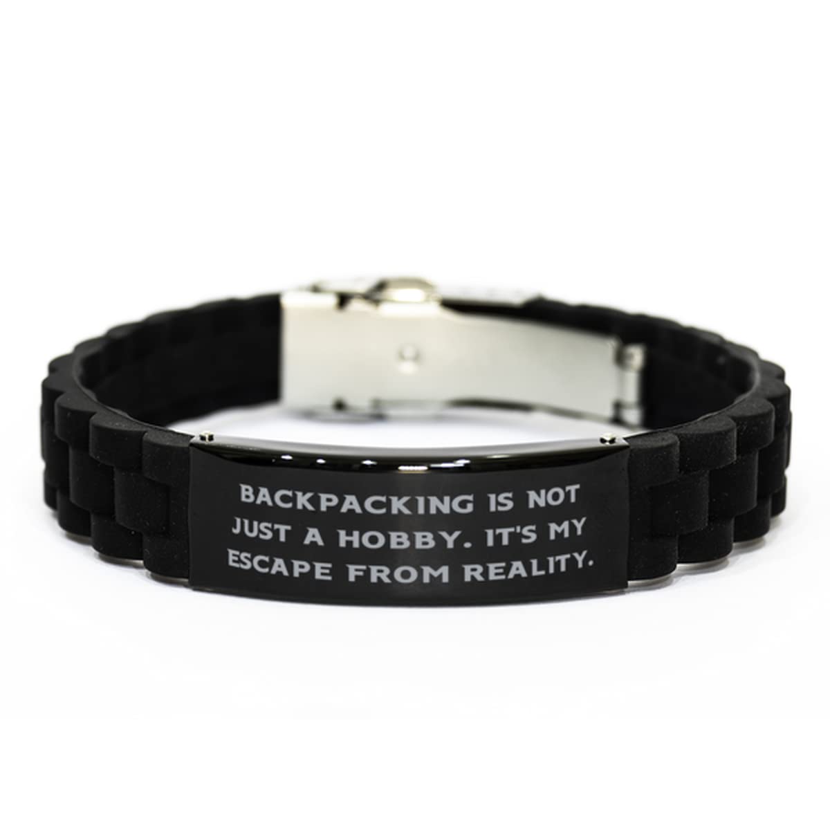 Joke Backpacking, Backpacking is not Just a Hobby. It's My Escape from, Holiday Black Glidelock Clasp Bracelet for Backpacking