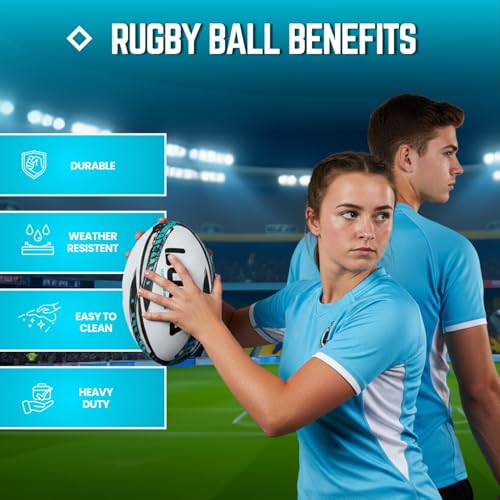 Image of LUCA Rugby Ball Sizes 3, 4 & 5 Hand Stitched Super Grip 3-Ply Construction