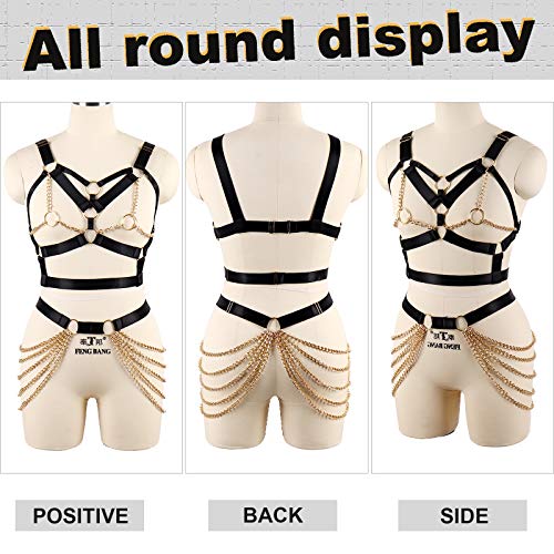 BBOHSS Damen Body Harness BH Punk Strumpfband Elastisch Verstellbarer BH Tanz Karneval Gothic Kostümzubehör