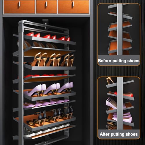Range-chaussures pivotant gain de place pour résoudre le désordre du dressing