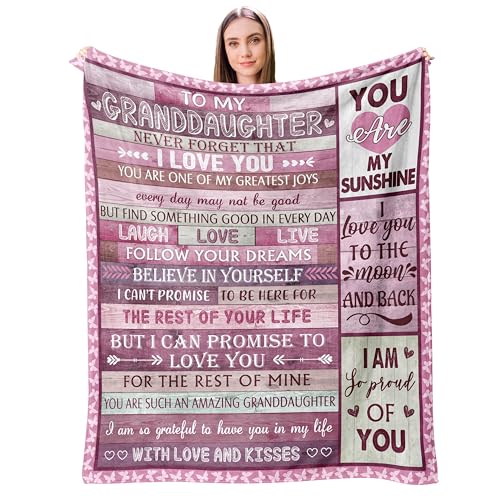 AICLIV Granddaughter Throw Blanket 60"X 50"，Adult Granddaughter Gift for Birthday