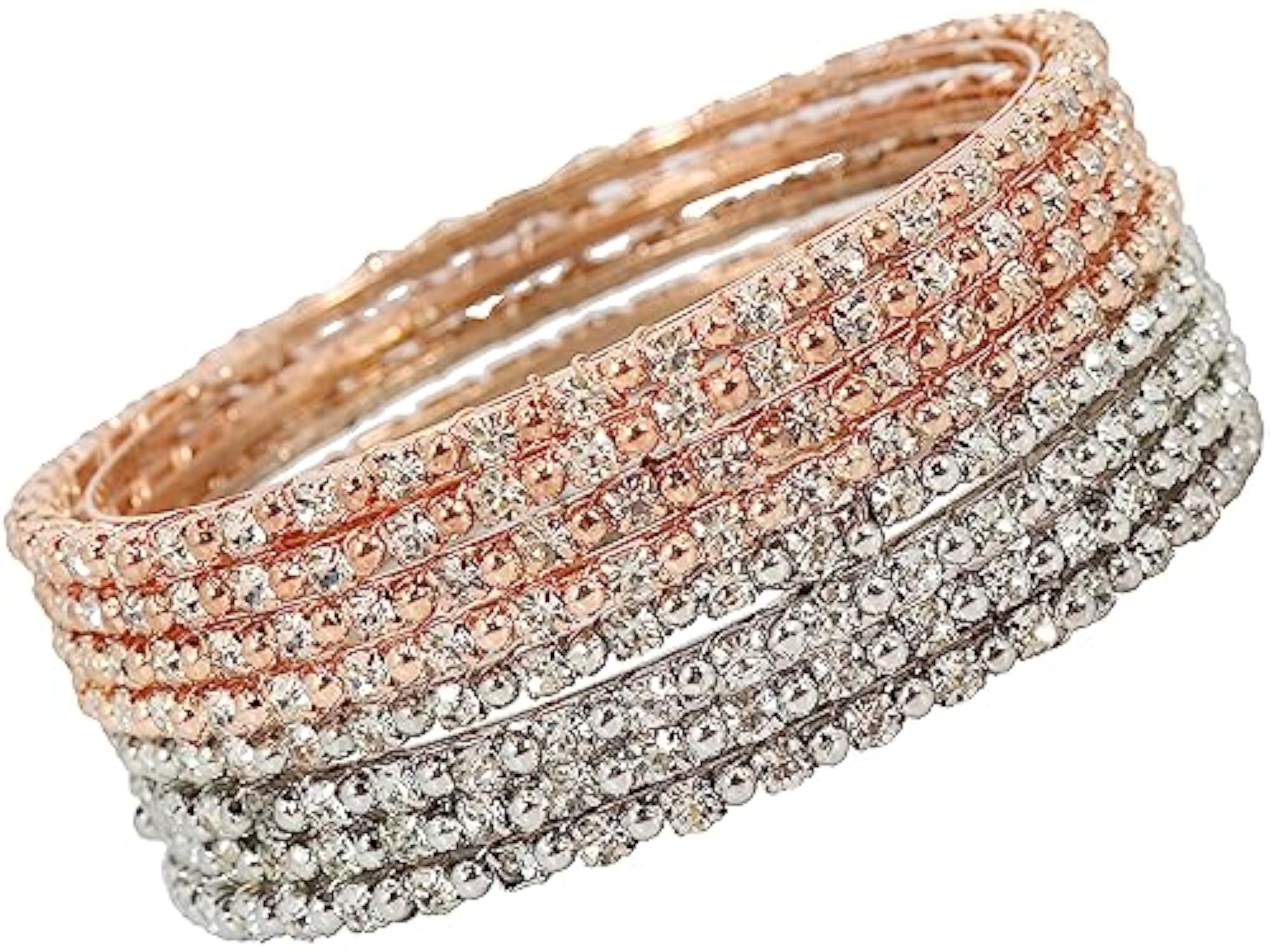 Zircon Gemstone & Pearl Adorned Bangles Set, Pack of 16, (RKP-3_90106)