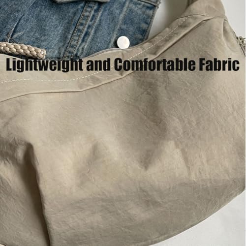 Naturaltly Bag, Large Capacity Women's Fashion Plain Color Nylon Crossbody Hobo Bag, Slouchy Crescent Bags for Travel3