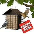 More Birds Double Suet Feeder with Weather Guard, 6.5" L X 4.25" W X 7.25" H, Brown