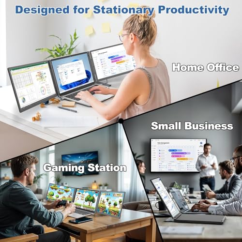 Image of Teamgee 15.6 inch Laptop Screen Extender with Power Bank, FHD 1080P Triple Monitor, Driver-Free Plug & Play for 13-17 inch Laptops (HDMI /USB), Home Office /Small Business, Windows /Mac /Android