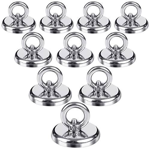FINDMAG 10 Pack Magnetic Hooks, 100 LB(45KG) Magnetic Hooks Heavy Duty with Countersunk Hole Eyebolt, Magnet with Hooks Perfect for Home, Kitchen, Workplace, Office and Garage