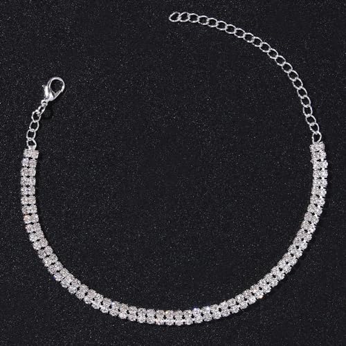 Image of Sora Tuki Ankle Bracelets for Women Waterproof Butterfly Heart Cross Anklets for Women Tennis Rhinestone Anklet Bracelet Large Plus Size Anklets Big Ankle Beach Summer Foot Jewelry