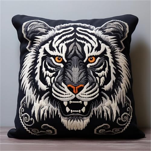 Coussin à point compté tigre toile pré-imprimée facile pour débuter sans erreur